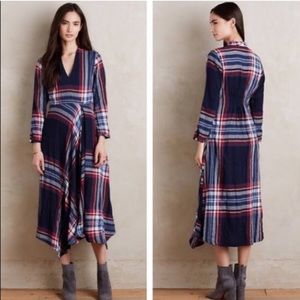 🍓Anthropologie Isabella Sinclair Tartan Surplice Dress Small